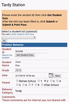 Tardies through phone